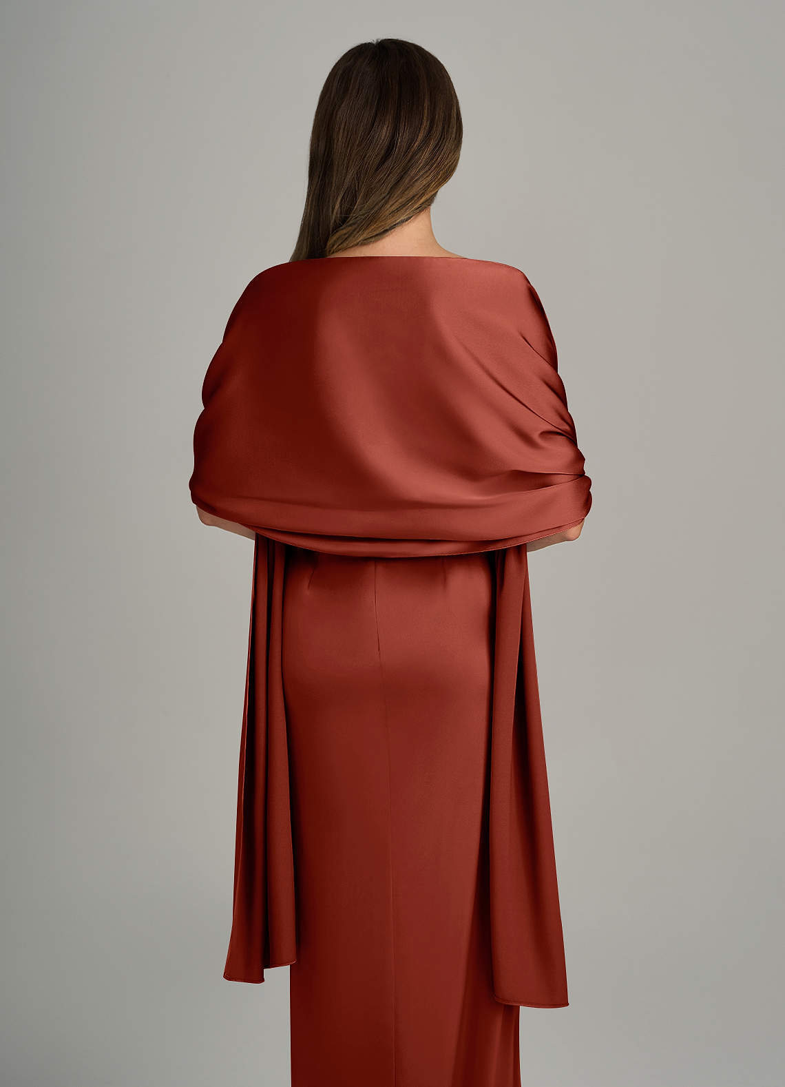 front Azazie Matching Color Stretch Satin Shawl