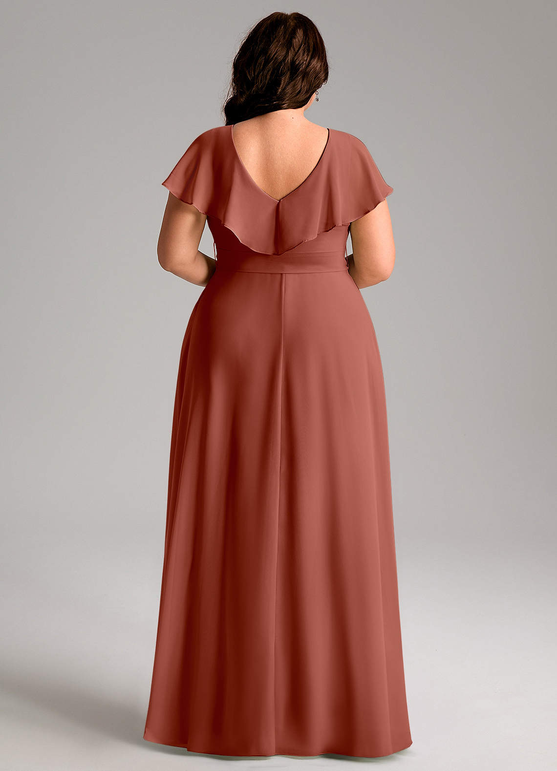 Azazie Lainey At-home Try On Dresses Dusty Sage A-Line with Pockets Chiffon Dress image8