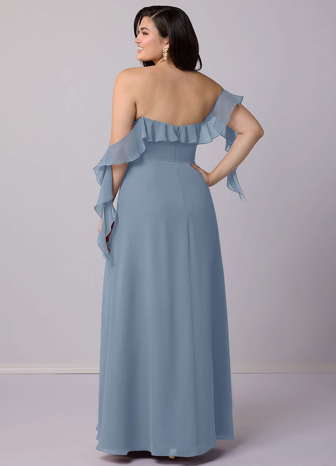 Barbie ♥ Azazie Bridesmaid Dresses A-Line Off the Shoulder Chiffon Floor-Length Dress image4