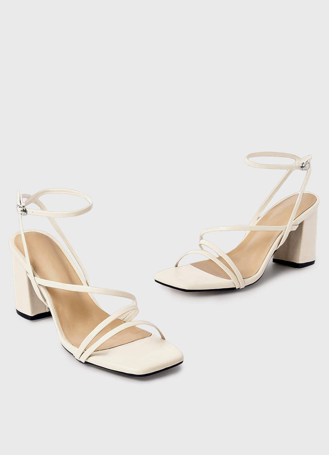 front Ankle Strap Block Heel Sandals