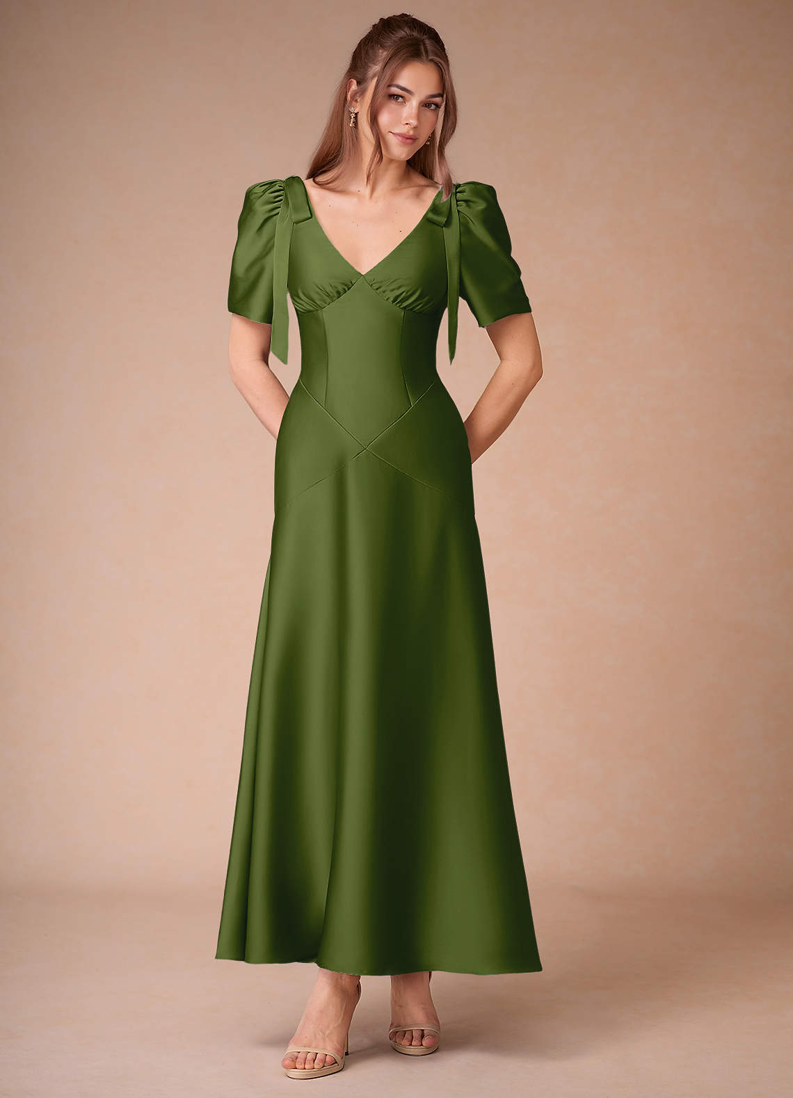 Robe Longue Olive Verte Rosaline Azazie