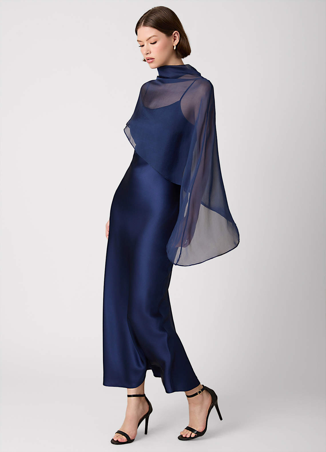 Crystle Navy 100% Washable Silk Maxi Dress | Azazie