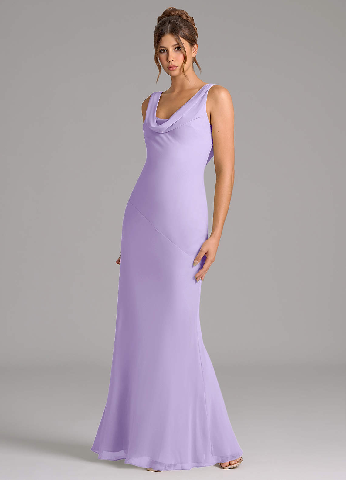 Azazie Rylina Bridesmaid Dresses Lilac Mermaid Pleated Chiffon Dress image4