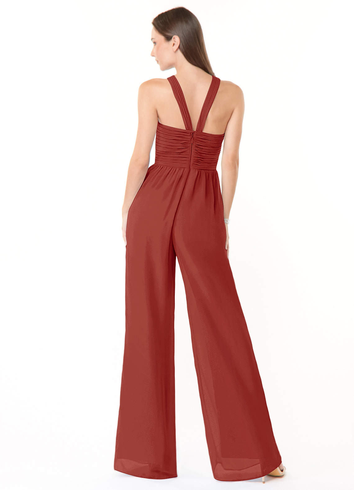 Azazie Berdie Jumpsuit Terracotta Chiffon Bridesmaid Dresses | Azazie
