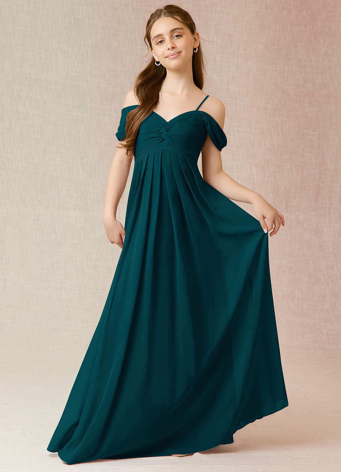 Azazie Kaitlynn Junior Vestido de Pino de Gasa de Corte En A con Vestidos sin tirantes image1
