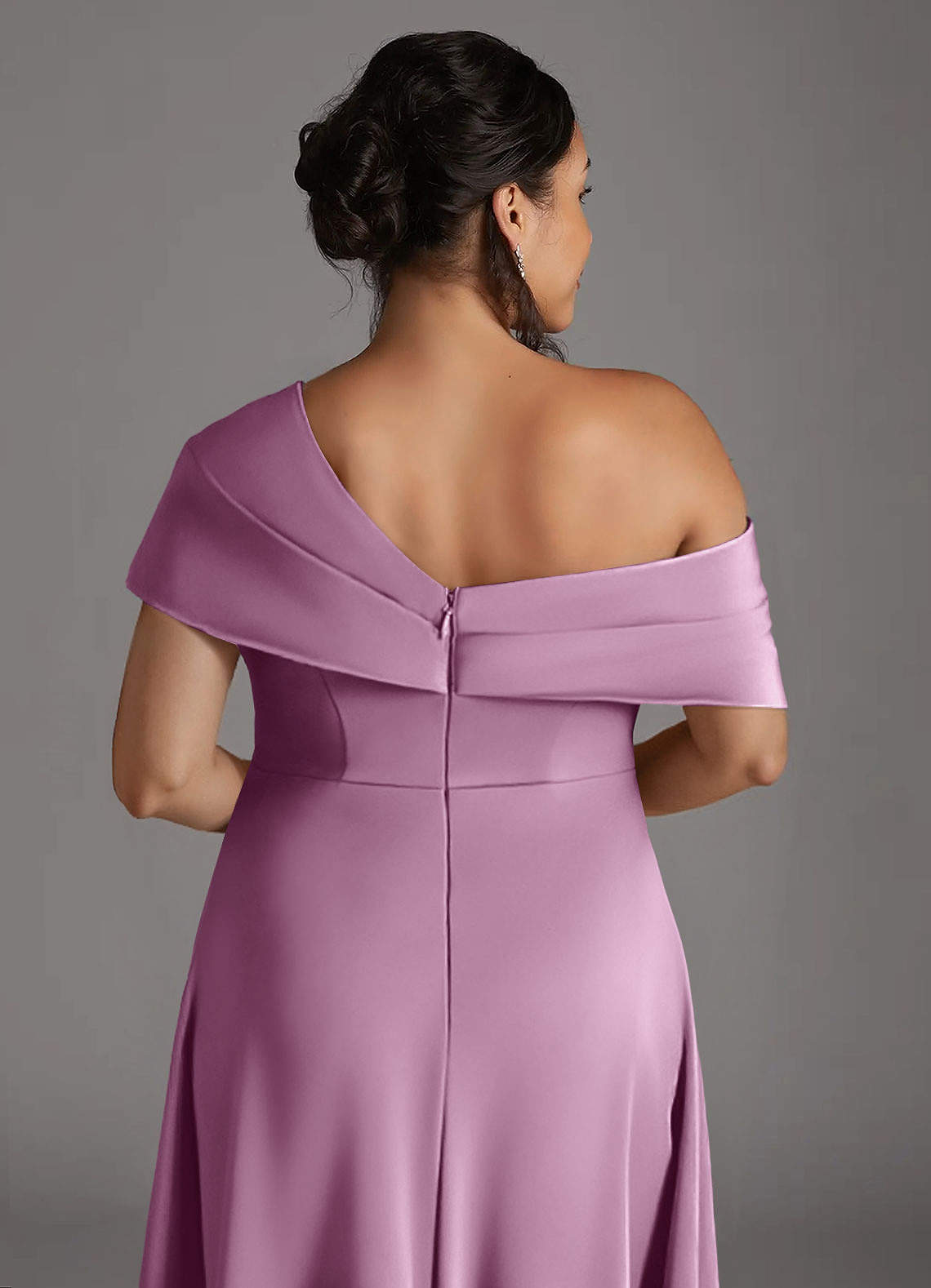 Azazie Milton Mother of the Bride Dresses Wisteria A-Line Pleated Stretch Satin Dress image9