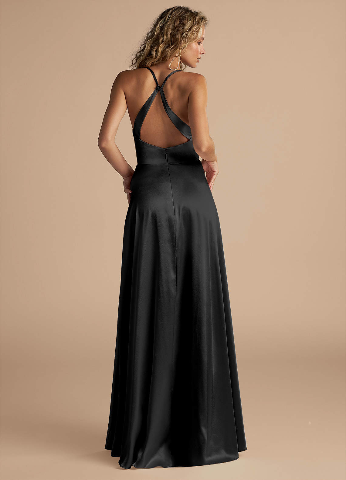 Azazie Davis Ready to Ship Black Metallic Satin Bridesmaid Dresses | Azazie