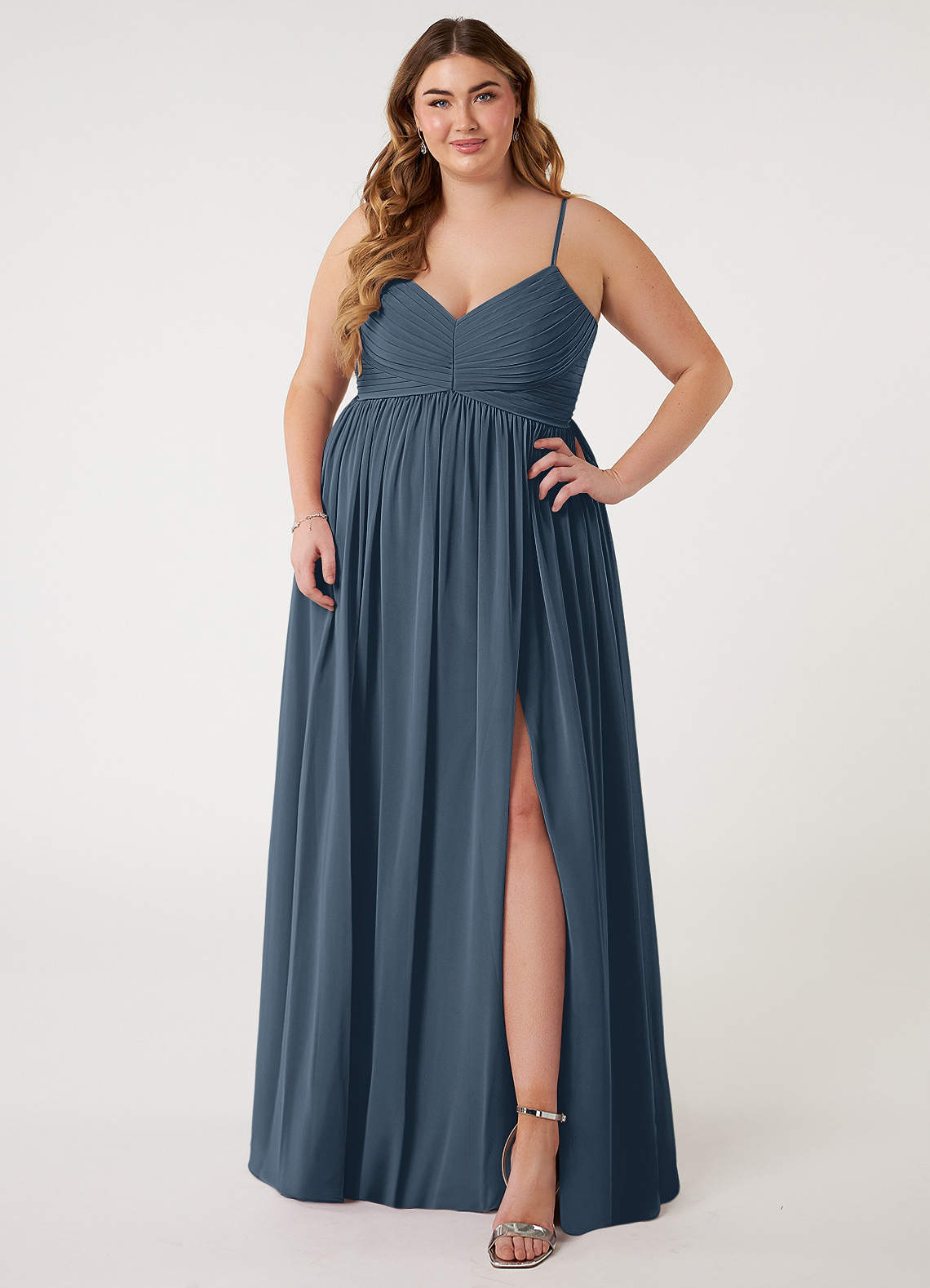 Azazie Alia Bridesmaid Dresses Neptune A-Line Pleated Chiffon Dress image1