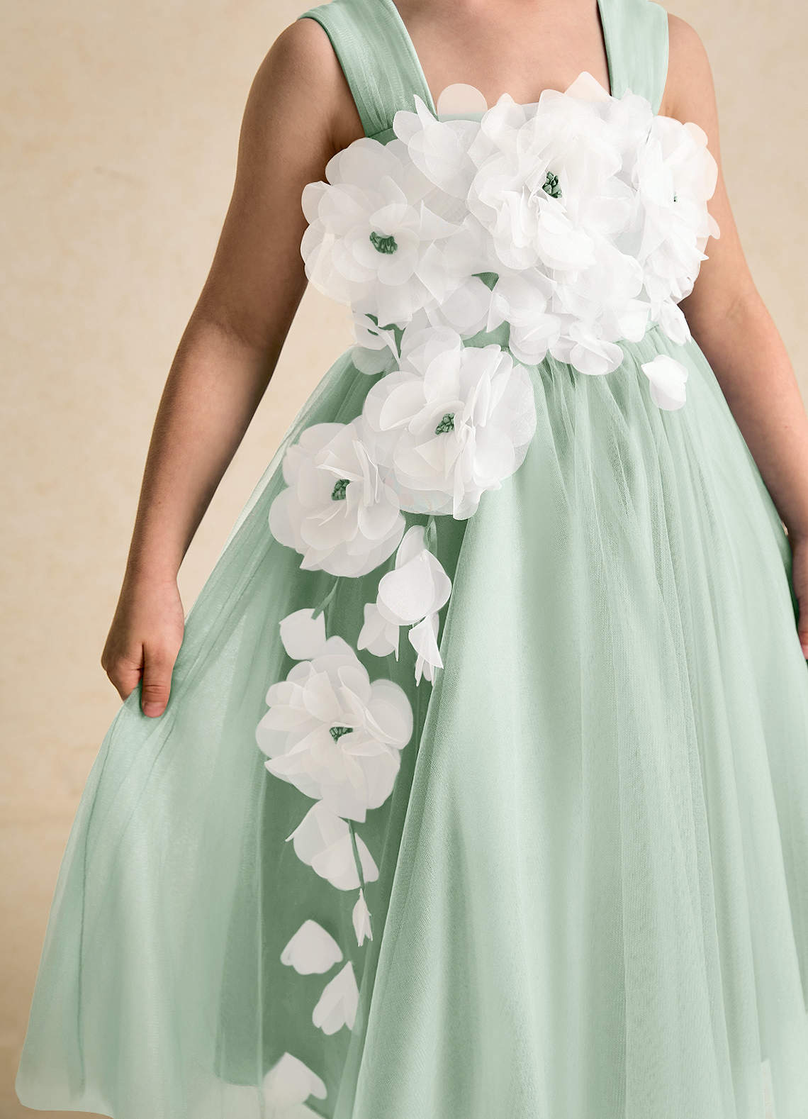 Azazie Dovey Flower Girl Dresses Agave Ball-Gown Bow Tulle Dress image6