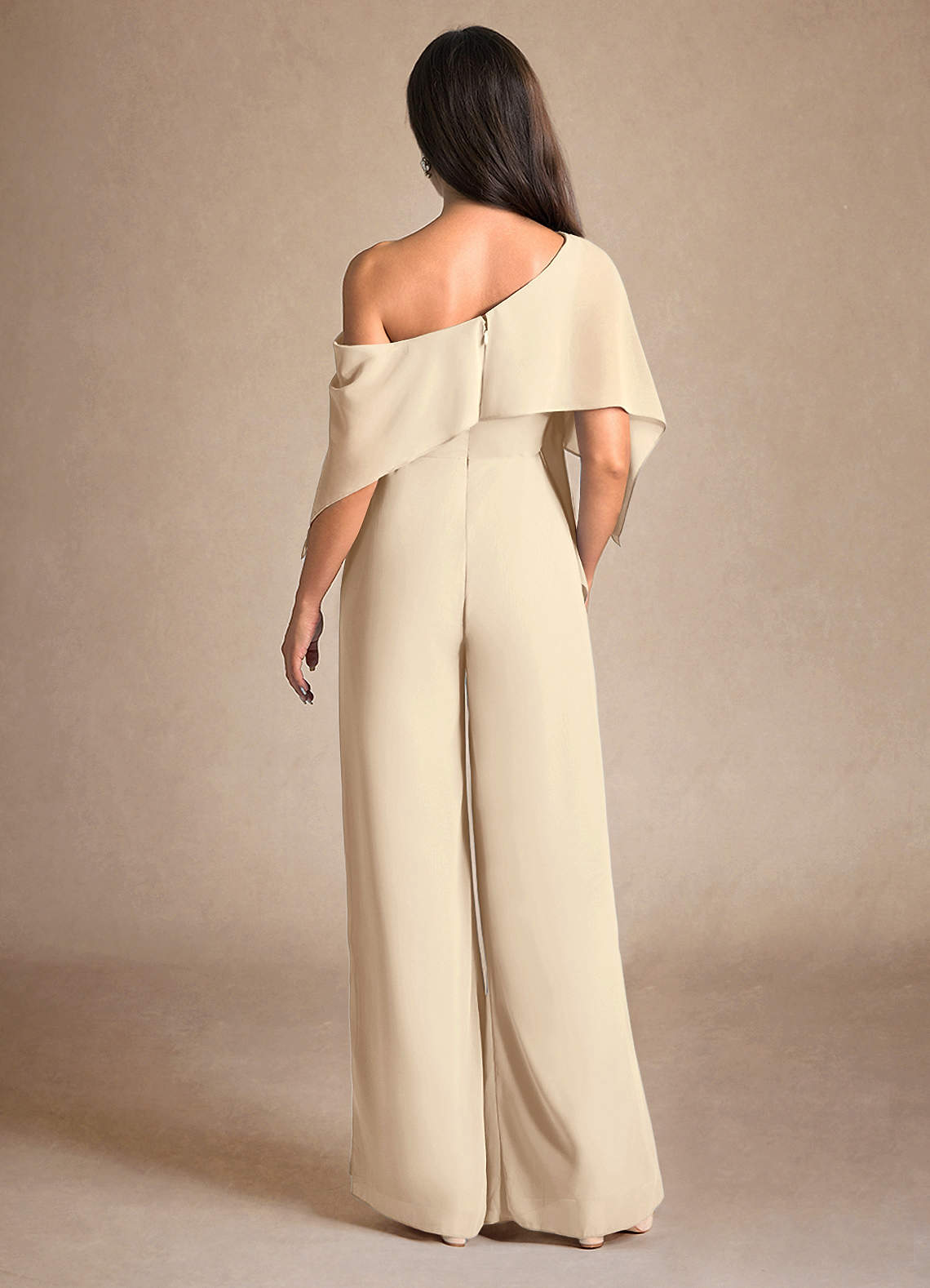 Azazie Halima Abiti per la Madre della Sposa Abito Tuta Pantaloni in Chiffon Spacco Laterale Champagne image2