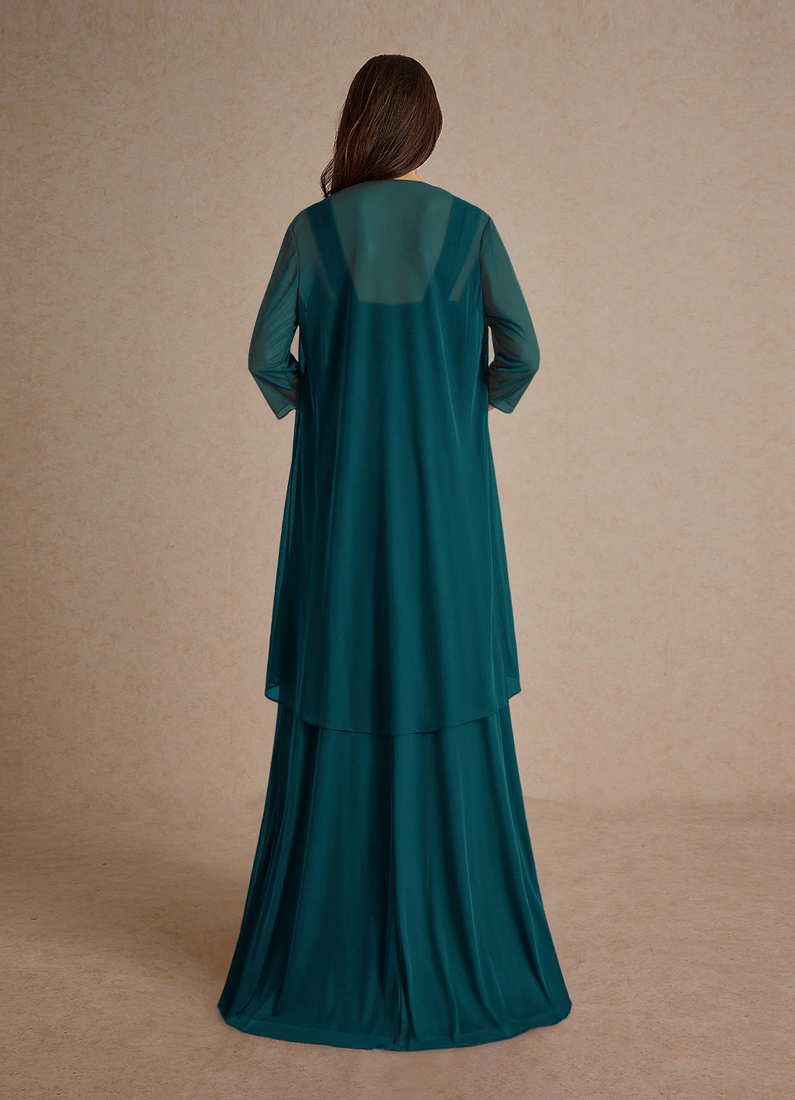 Azazie Clinton Mother of the Bride Dresses Pine A-Line Pleated Mesh Dress image2