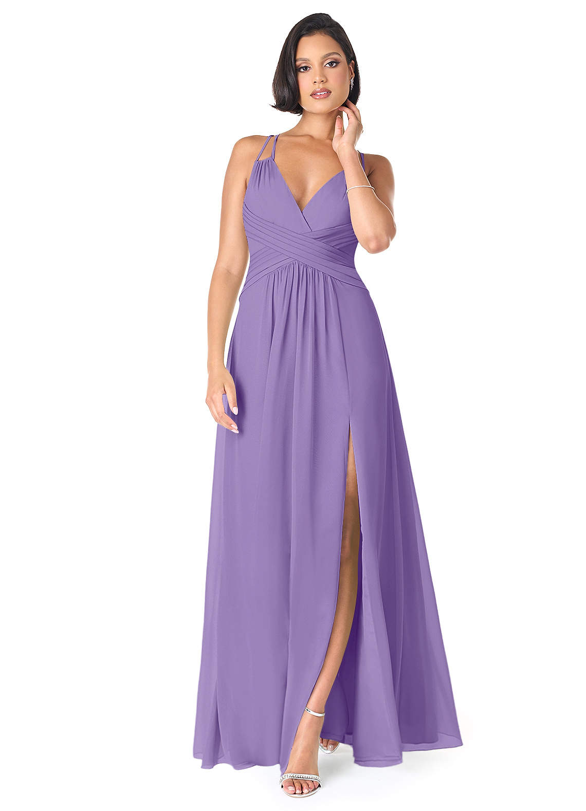 Azazie Farren Bridesmaid Dresses Tahiti A-Line Pleated Chiffon Convertible Dress image1