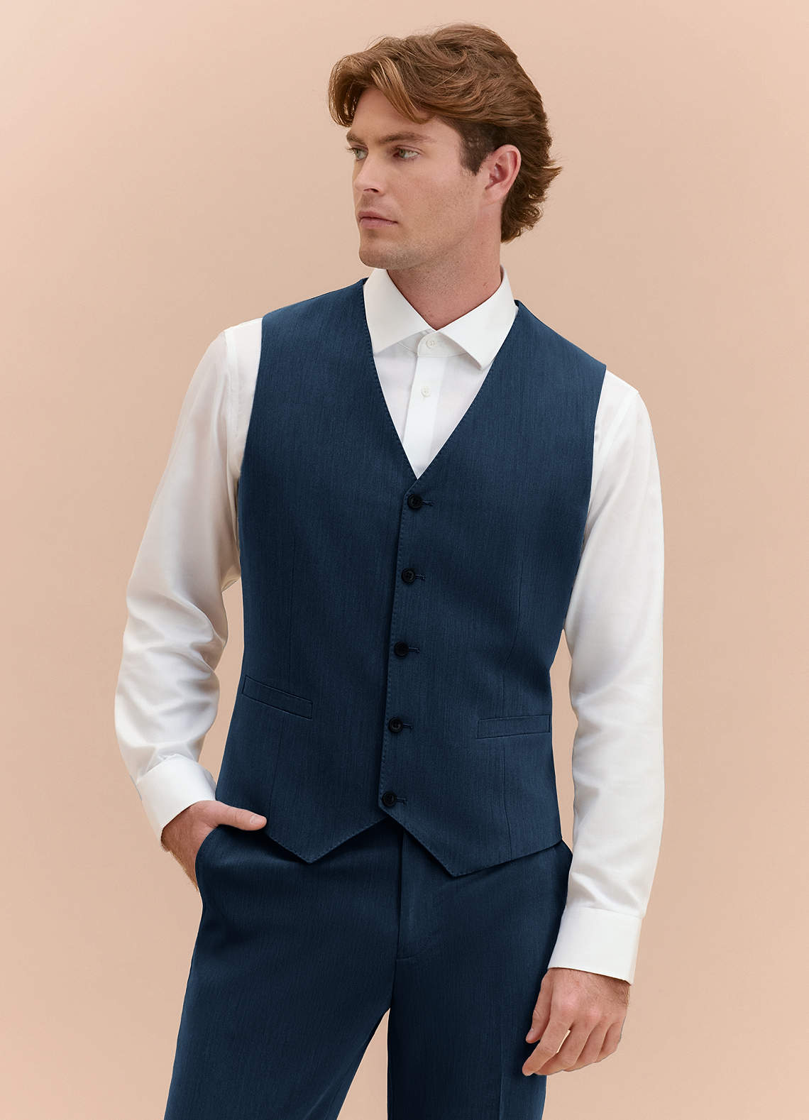 William Dark Navy Comfort Blend Suit Vest | Slim Regular Suit