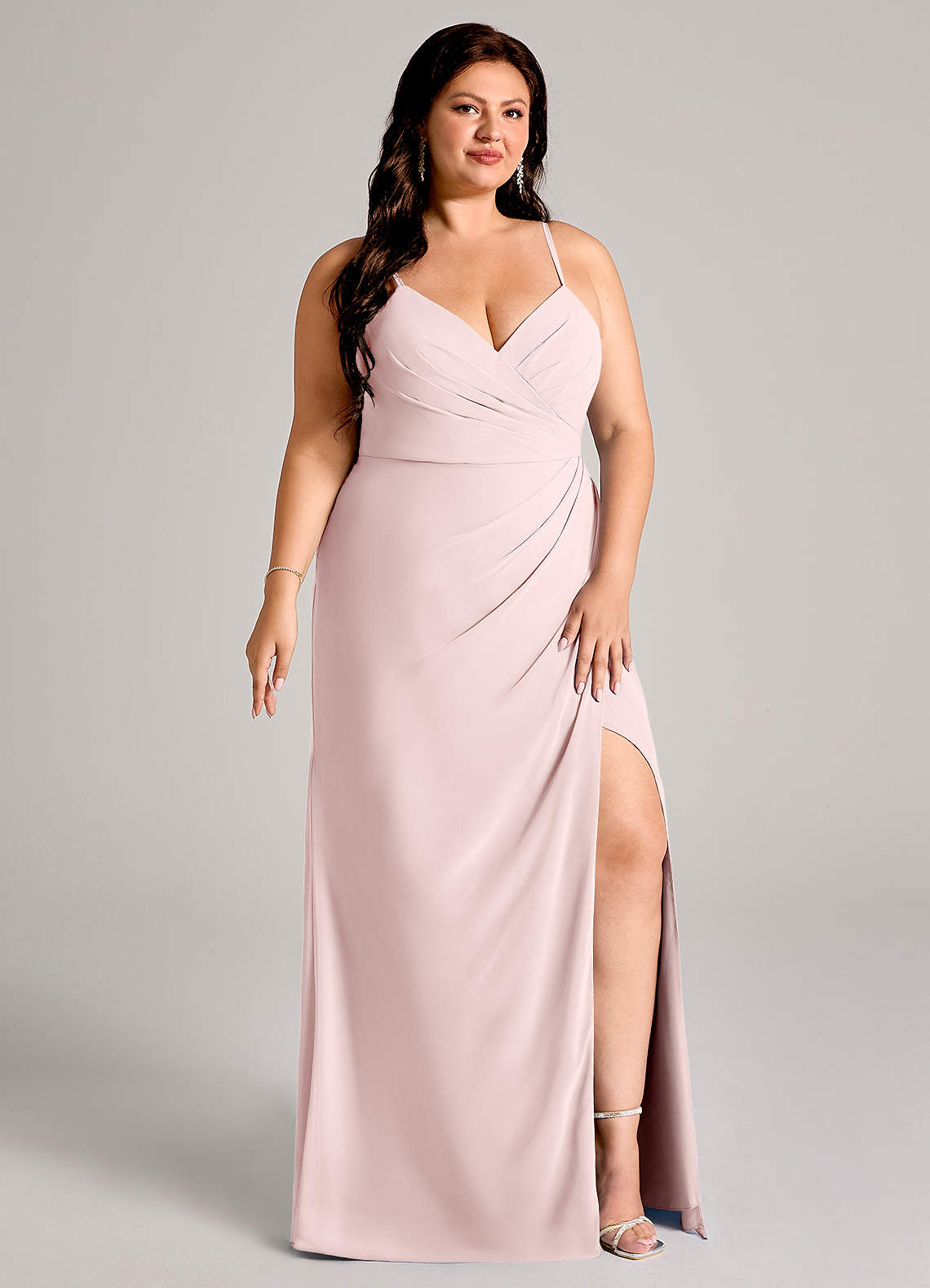 Azazie Maci Brudtärnklänningar Klä av Tubklänning i Chiffong Plisserad Rodnande Rosa image10