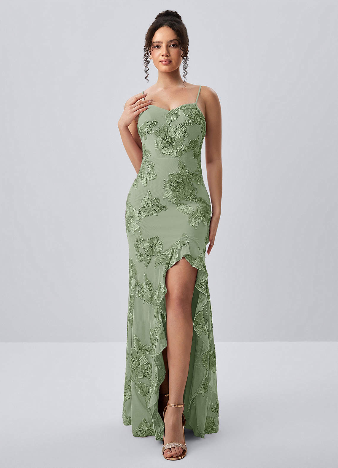 high slit maxi dress Ulissa Light Green Square Neck Jacquard Textured quality linen Jluxlabel Women's Dynasty Slit Maxi