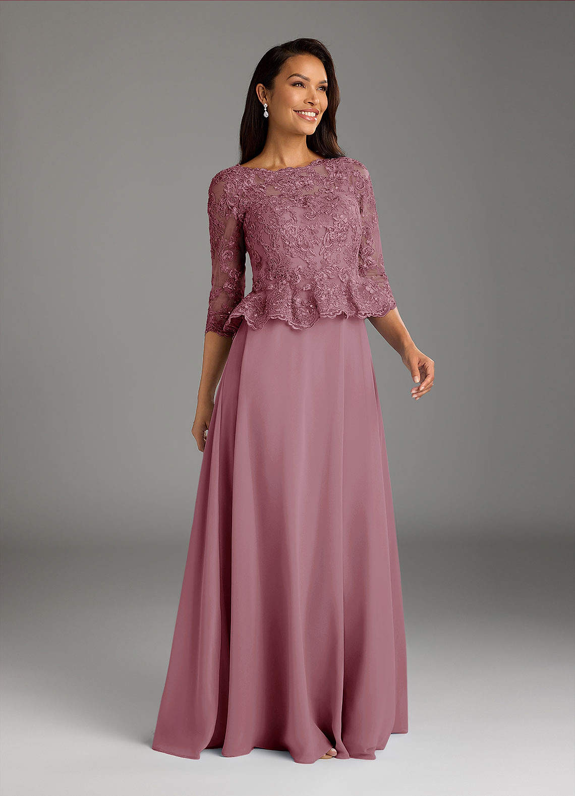 Azazie Averie Mother of the Bride Dresses Vintage Mauve A-Line Boatneck Sequins Chiffon Dress image1
