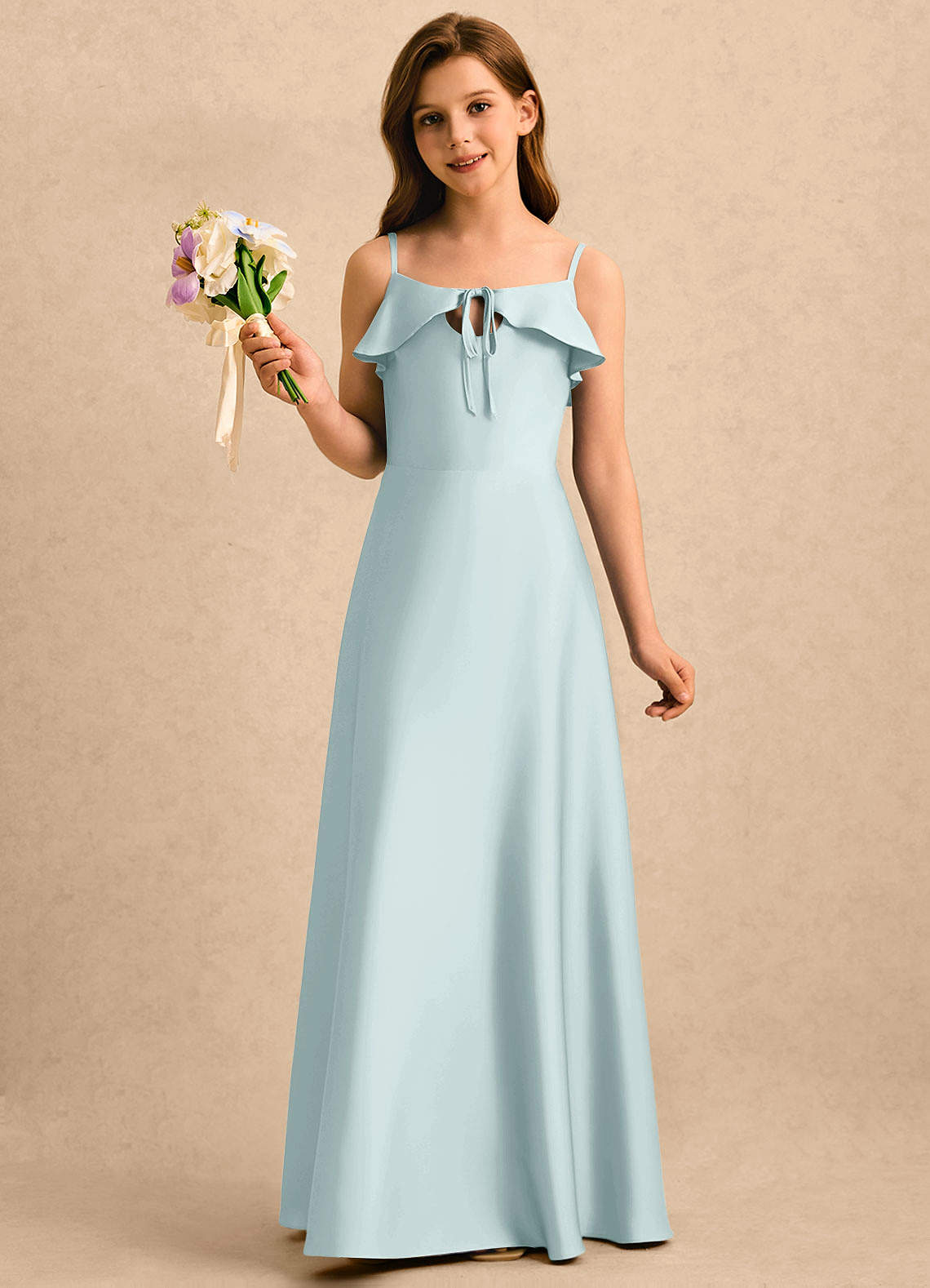 f&f ladies dresses Azazie Kapri Girls Formal Mist A-Line Ruched Stretch Satin Dress occasion-Party Wear Party-Dresses