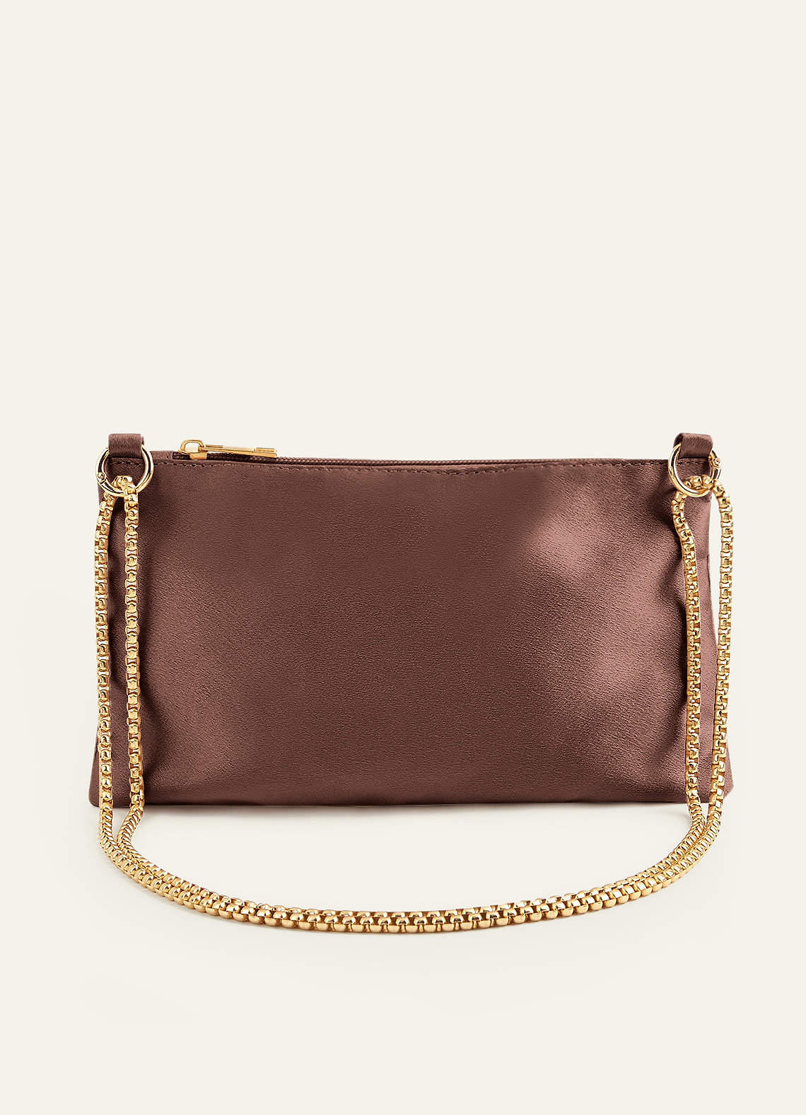 front Matching Color Metallic Satin Adjustable Shoulder Bag