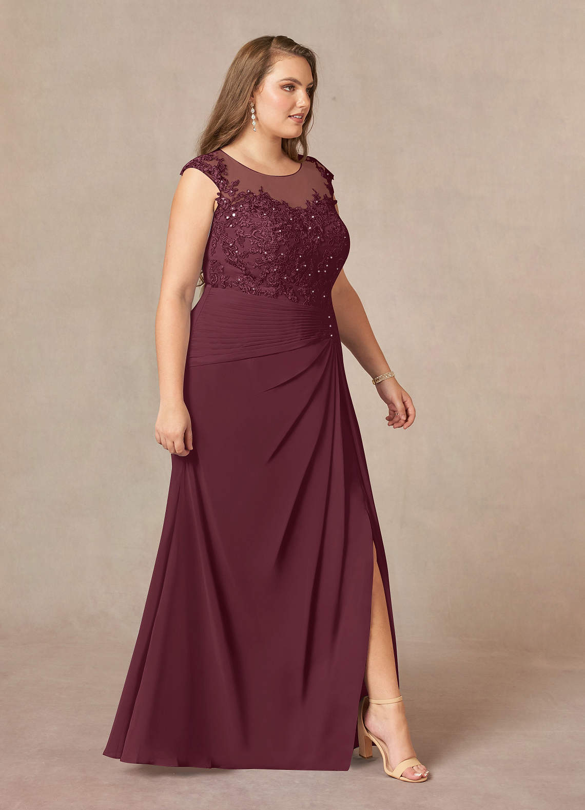 Azazie Libby Mother of the Bride Dresses Cabernet A-Line Scoop Sequins Chiffon Dress image9