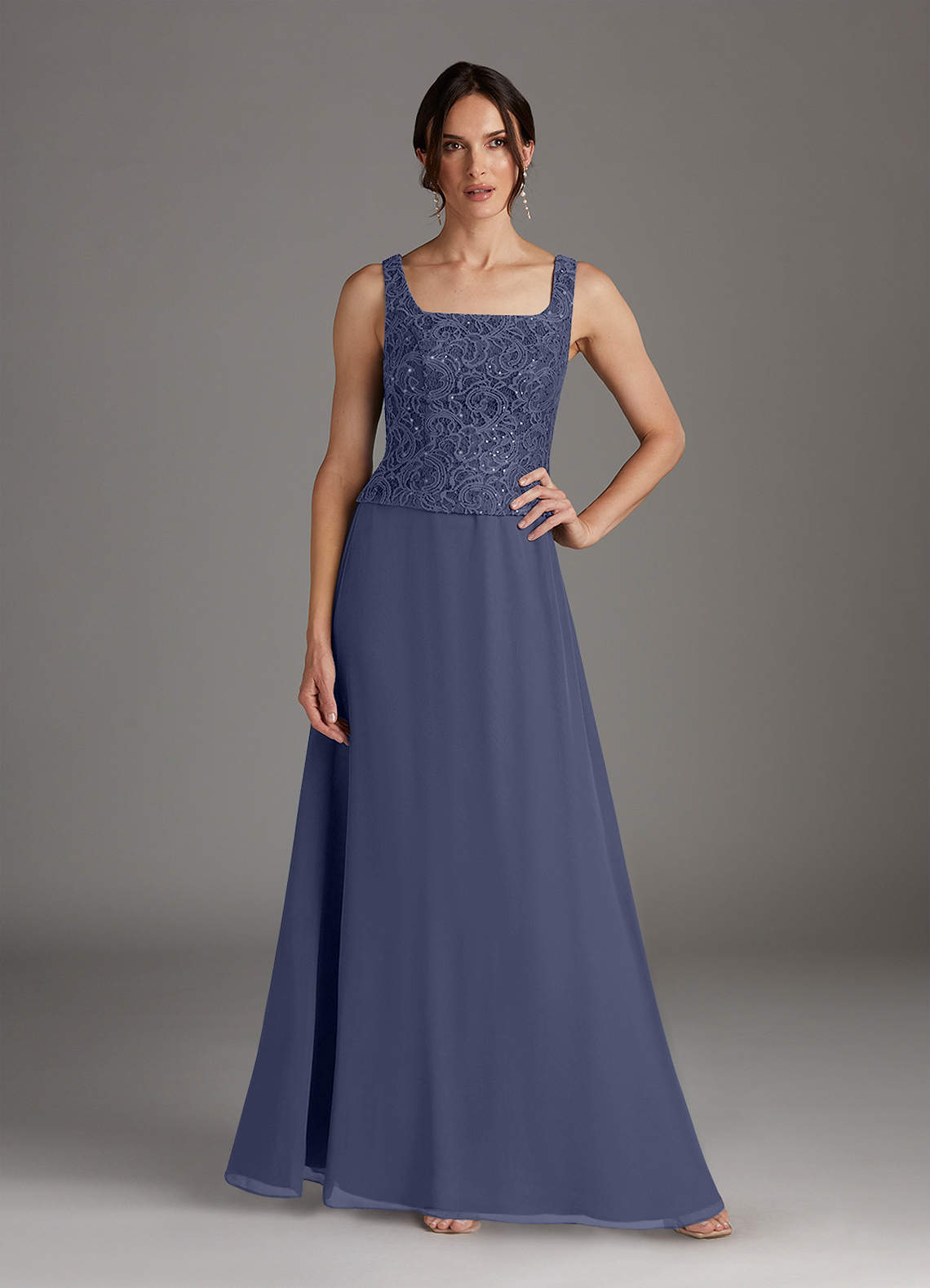 Azazie Cornelia Stormy Sheath Square Neckline Sequins