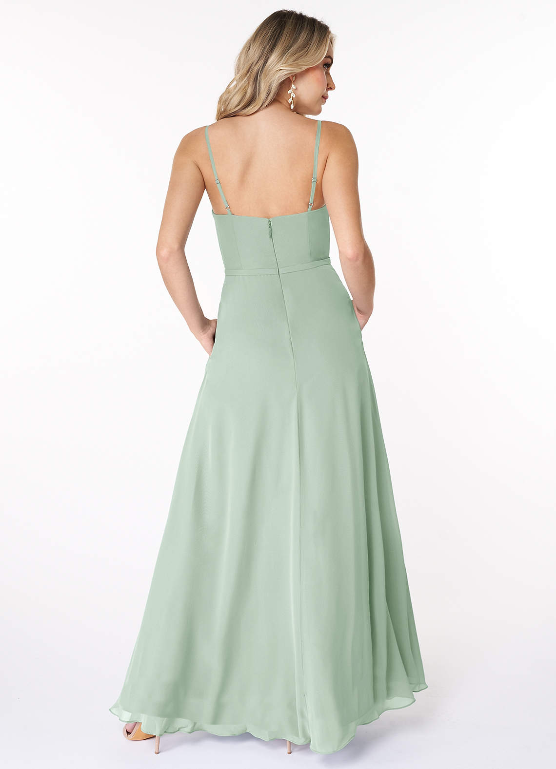 Azazie Kaylee At-home Try On Dresses Agave A-Line Ruched Chiffon Dress image1
