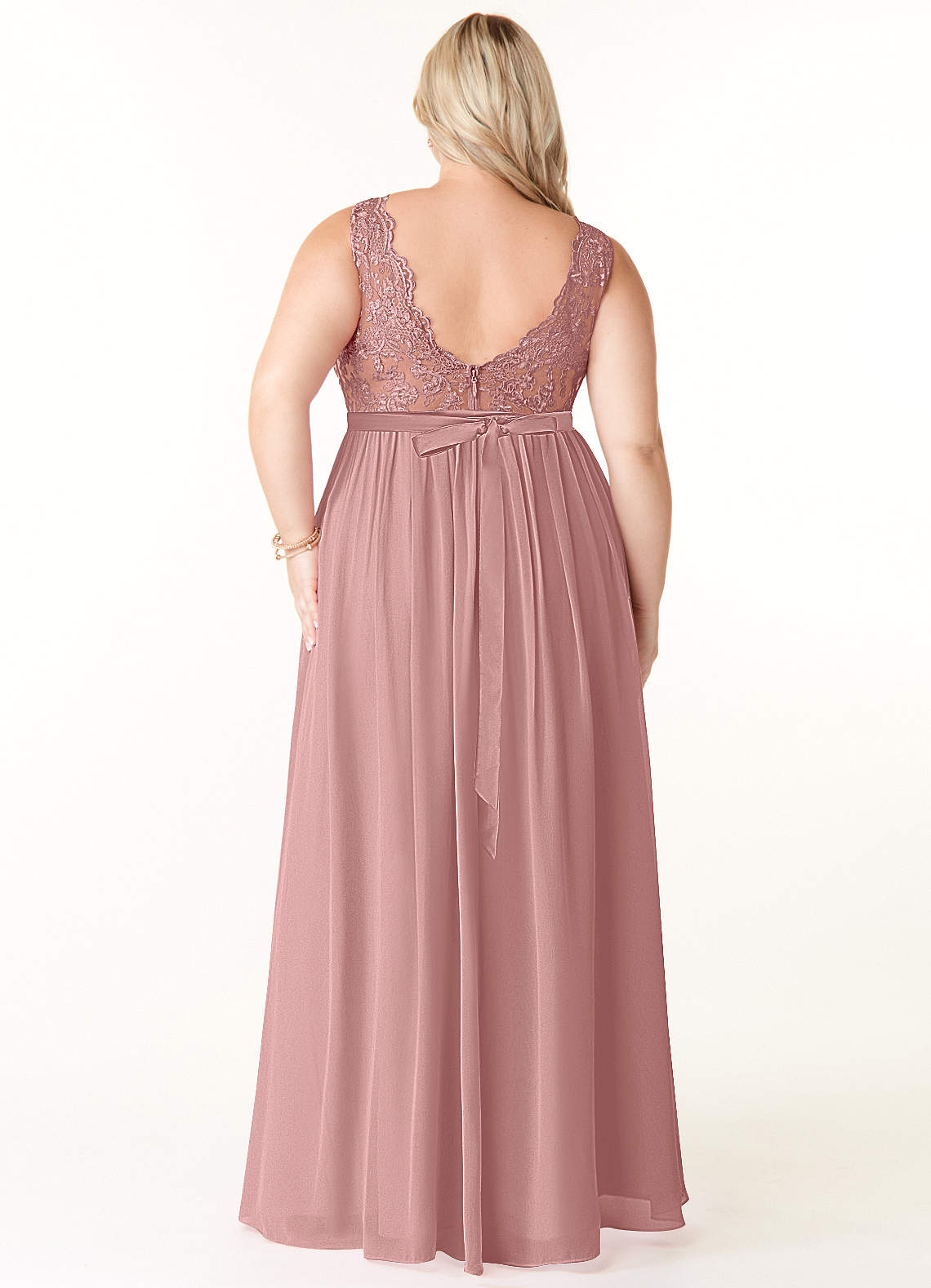 Azazie Elly Klänningar att prova hemma Klä av A-Linje i Chiffong Spets Scoop Neck Agave image7