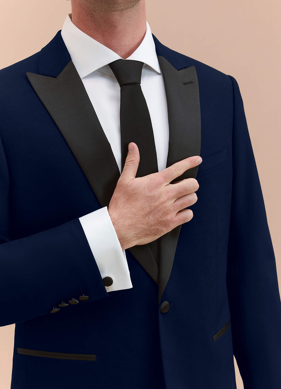 front Hudson Navy Blue Peak Lapel Tuxedo Jacket