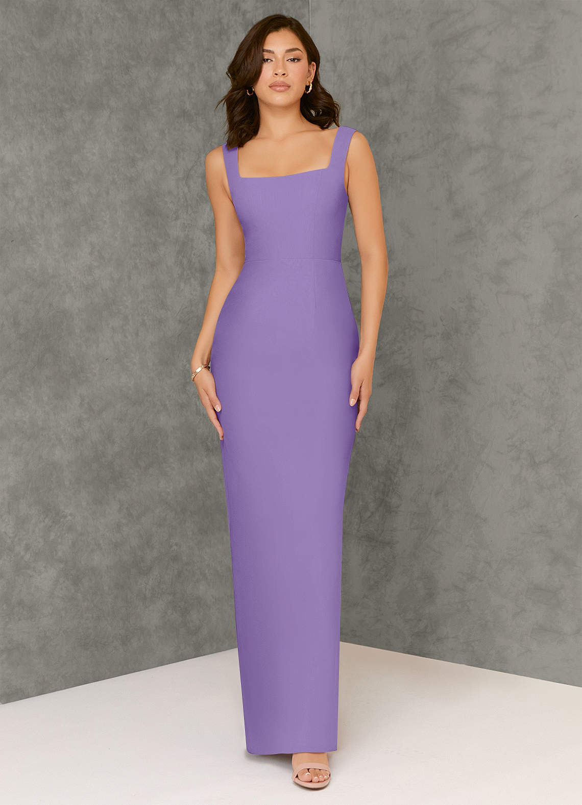 Azazie Flori Bridesmaid Dresses Tahiti Sheath Square Neckline Chiffon Dress image1