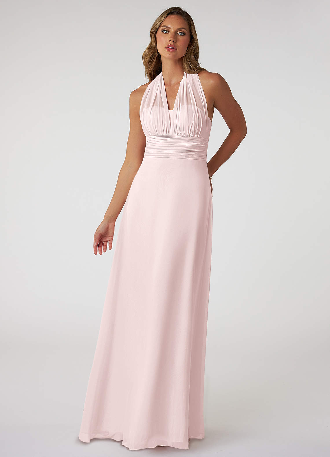 Azazie Fifi Ready to Ship Blushing Pink Chiffon Bridesmaid Dresses
