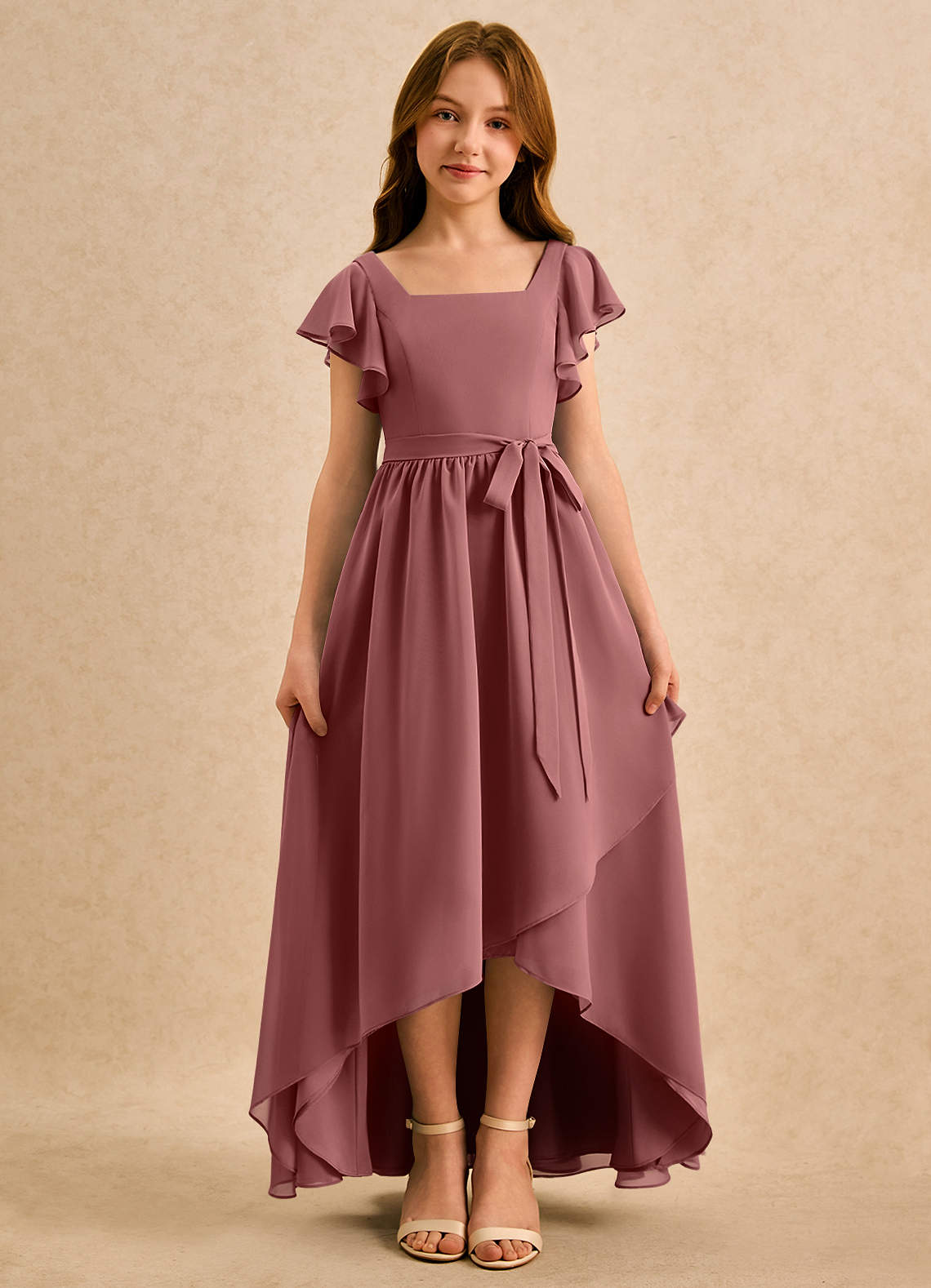Azazie Milly Girls Formal Flower Girl Klänningar Klä A-Line i Chiffong Plisserad image4