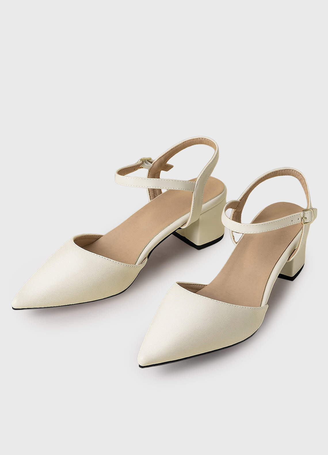 front Pointed-Toe Ankle Strap Heels