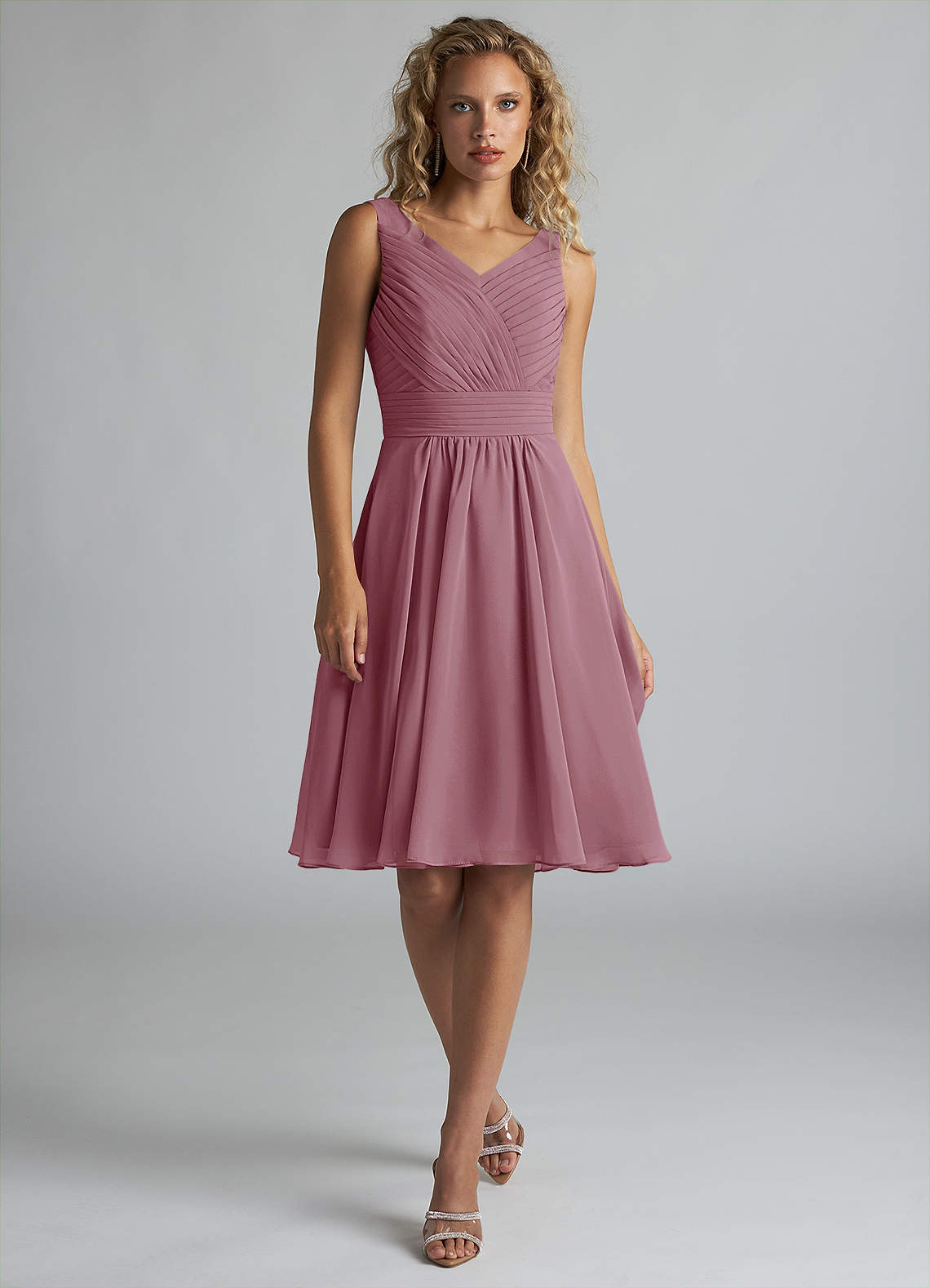 Azazie Grace Bridesmaid Dresses Vintage Mauve A-Line Pleated Chiffon Dress image1
