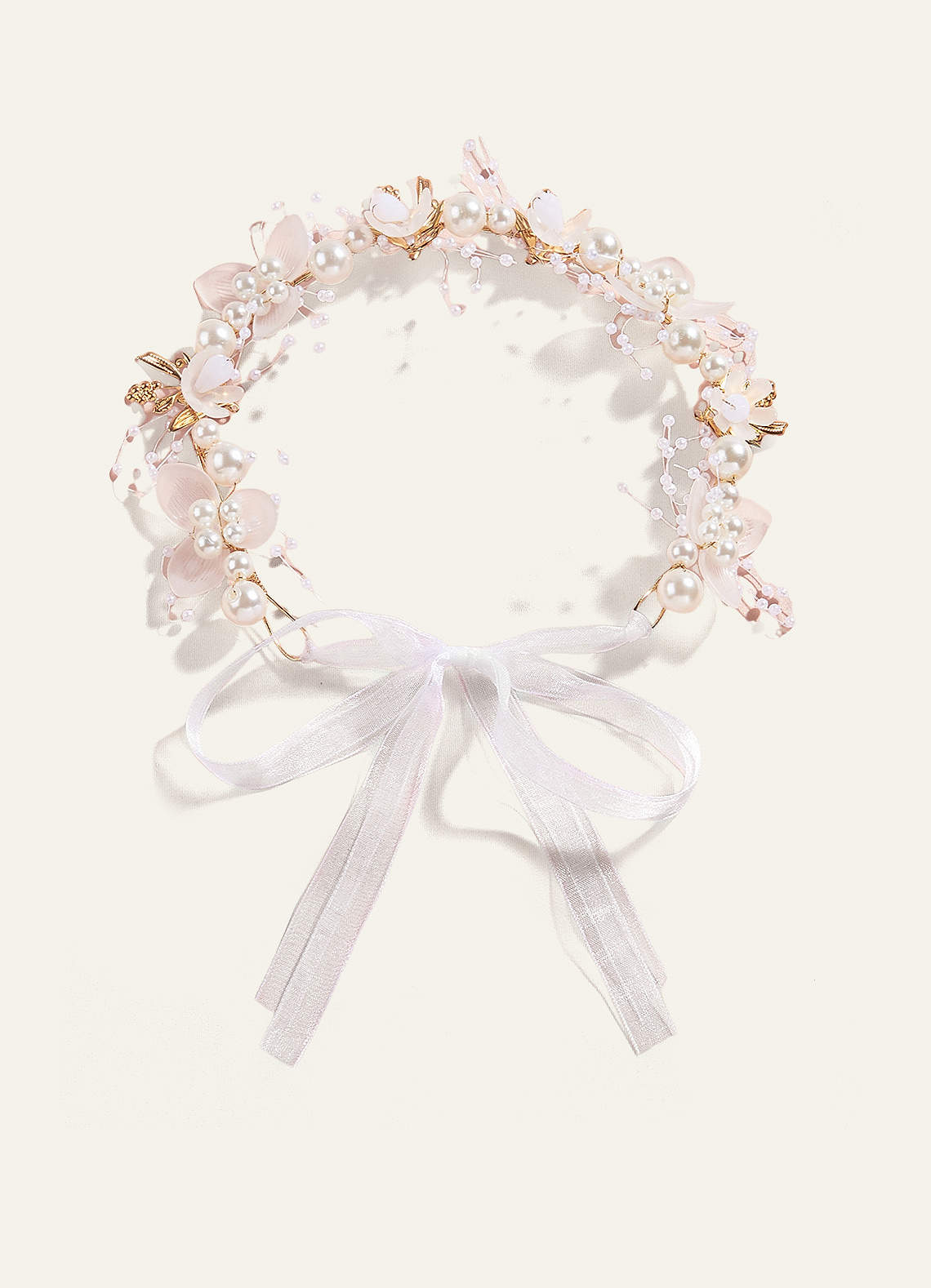 front Princess Style Floral Pearl Head Crown