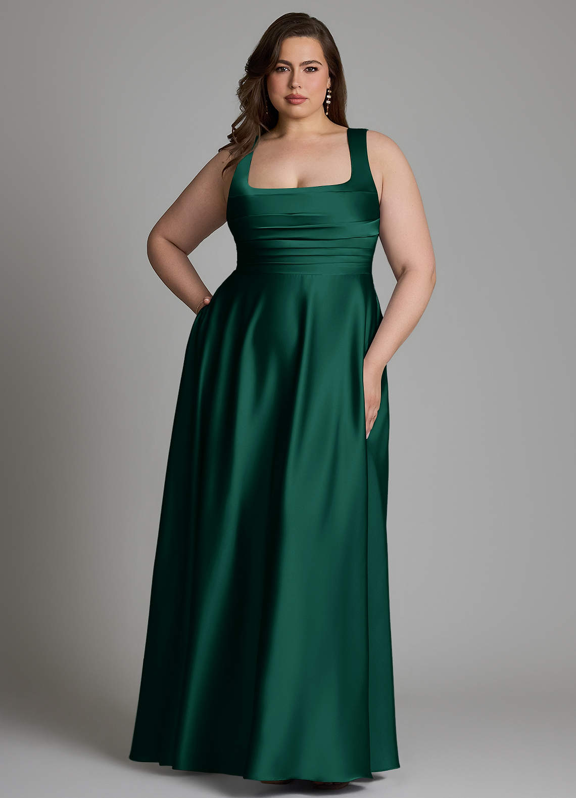 Azazie Azaria Bridesmaid Dresses Emerald A-Line Corset Stretch Satin Dress image6