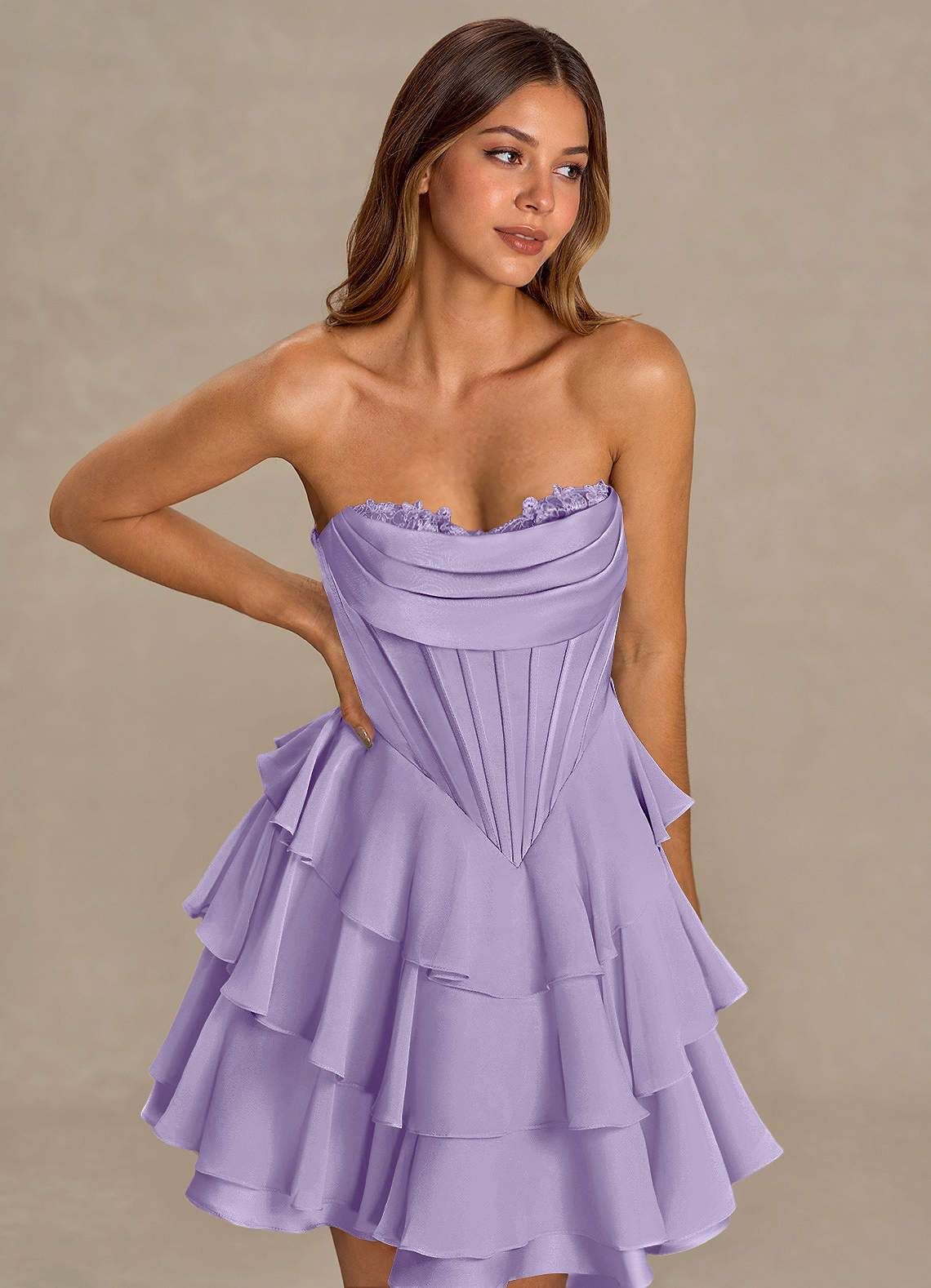 lilac purple mini dress Joyce Lilac Satin Mini Dress - US 8