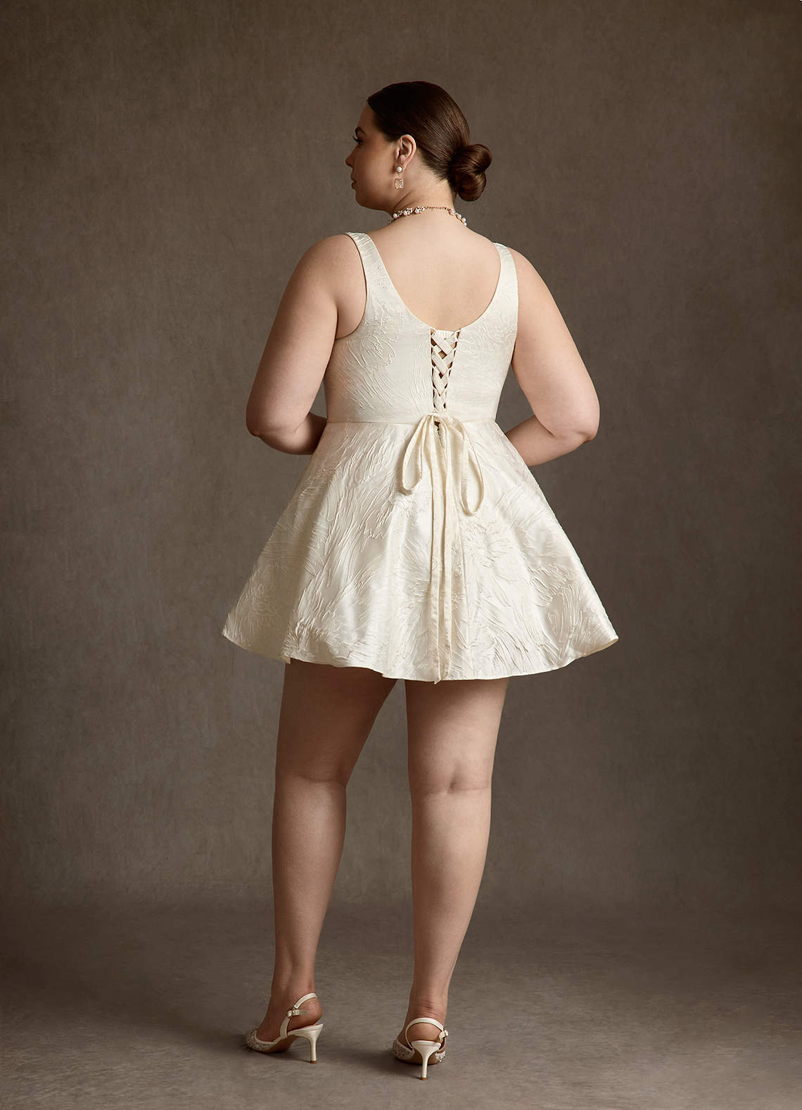 Azazie Regina Wedding Dresses Antique White A-Line with Pockets Floral Jacquard Dress image1