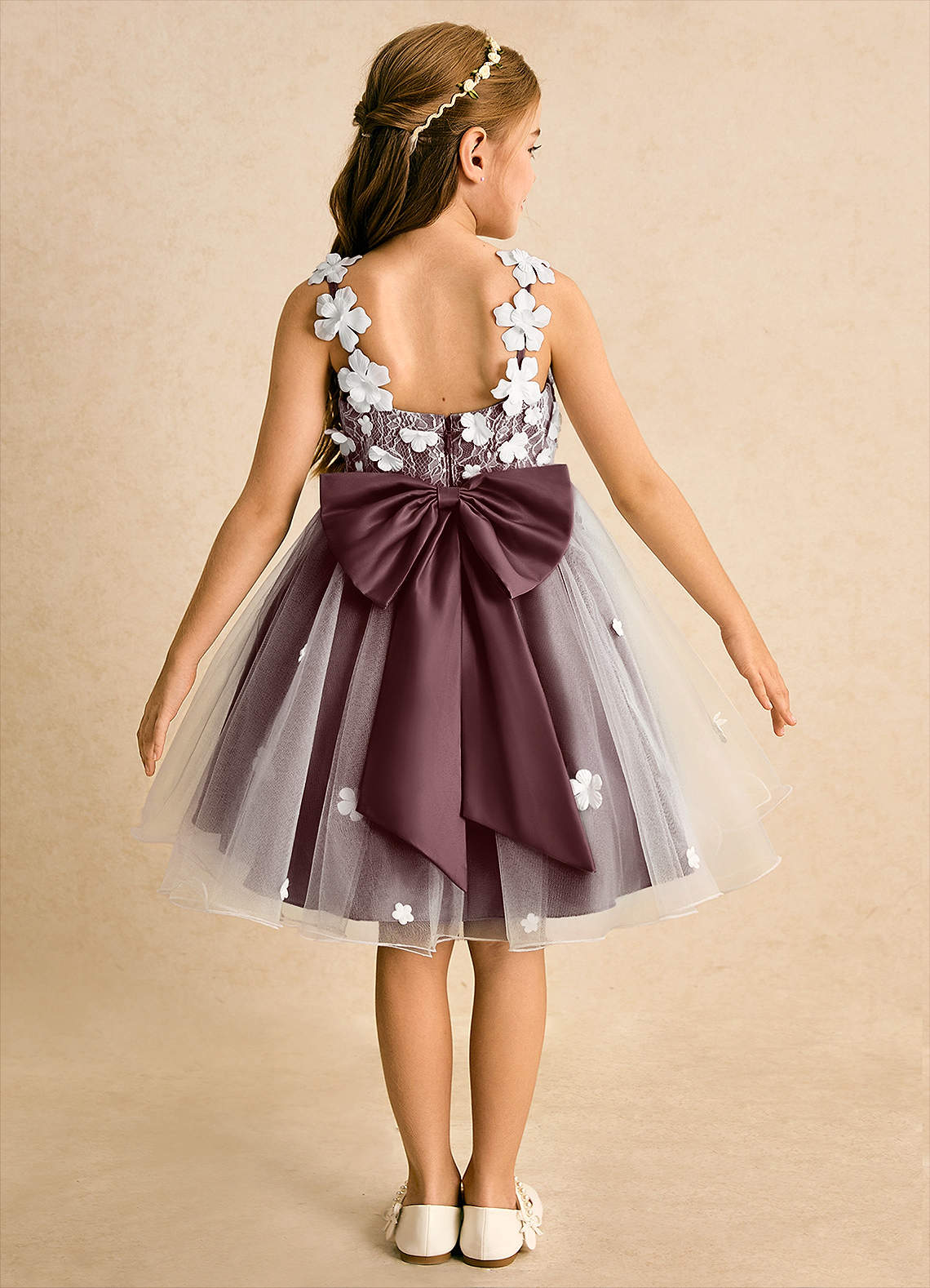 Azazie Junebug Flower Girl Dresses Ivory Sangria Ball-Gown Lace Tulle Dress image1