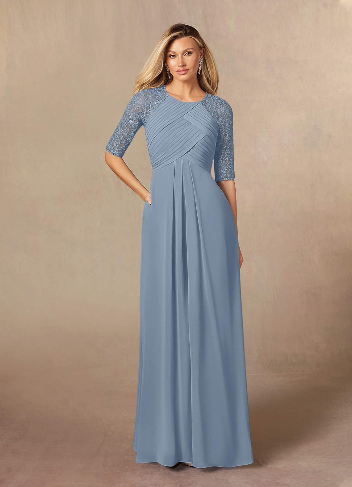 Azazie Barrymore Mother of the Bride Dresses A-Line Scoop lace Chiffon Floor-Length Dress image1