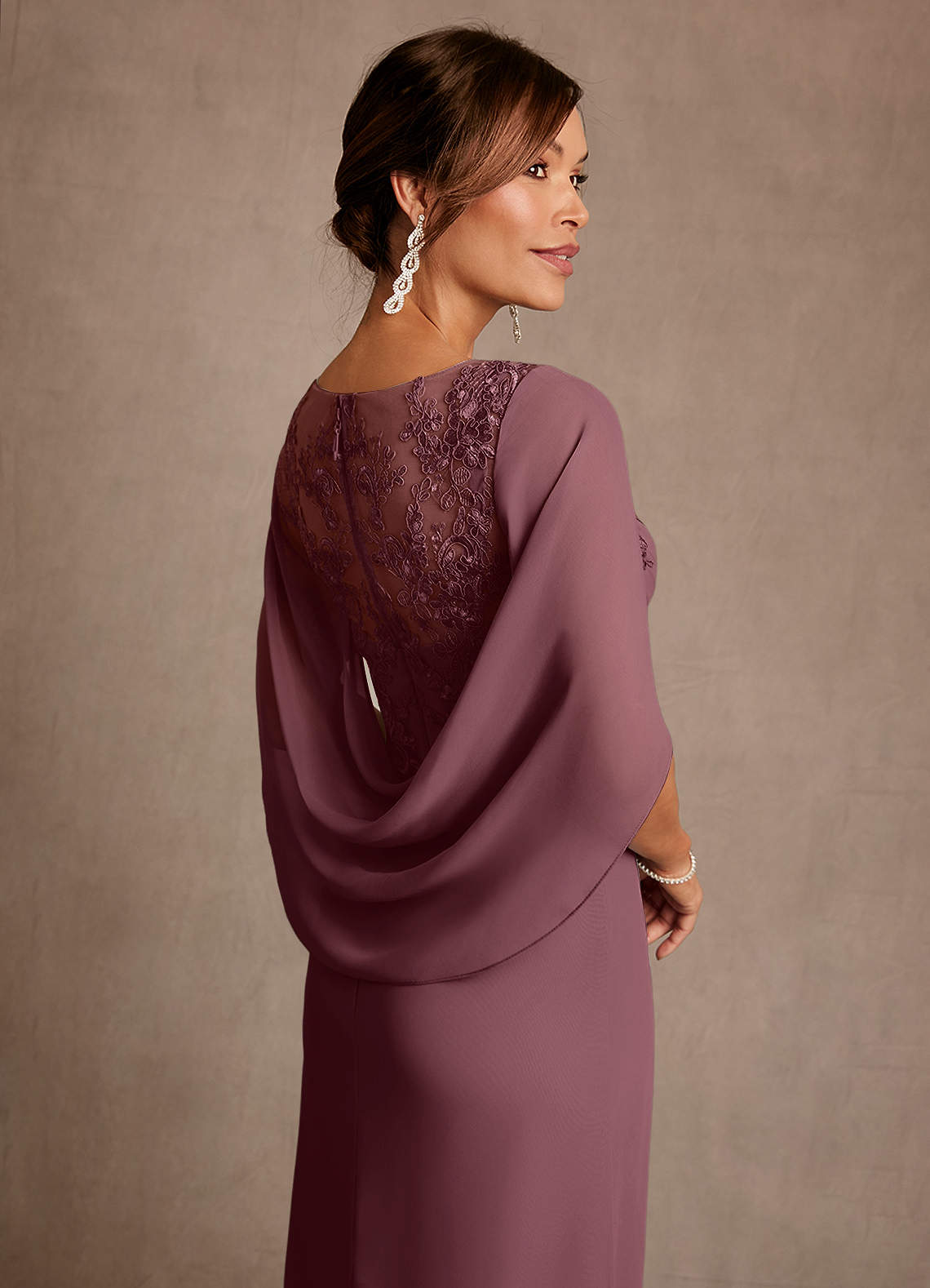 Azazie Santa Clara Mother of the Bride Dresses Sangria A-Line Lace Dress image5