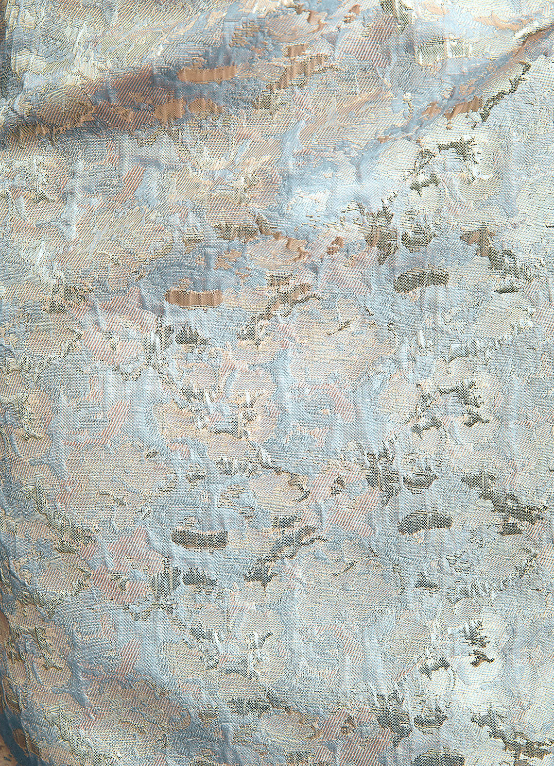 Azazie Irvine Mother of the Bride Dresses Dusty Blue A-Line Pleated Floral Jacquard Dress image6