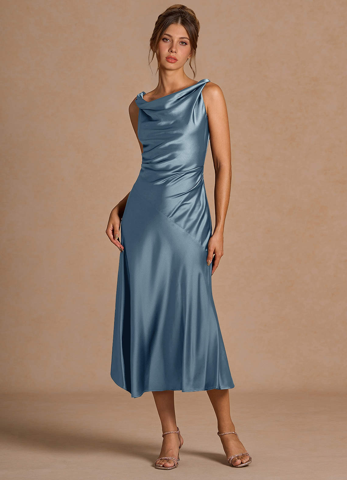 Adriana Powder Blue Midi Dress Ready to Ship | Azazie AU