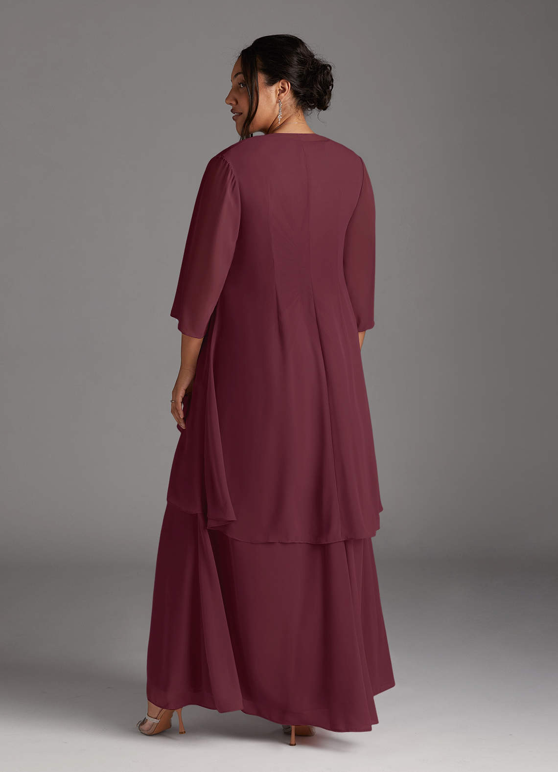 Azazie Manuella Mother of the Bride Dresses Cabernet A-Line V-Neck Pleated Chiffon Dress image5