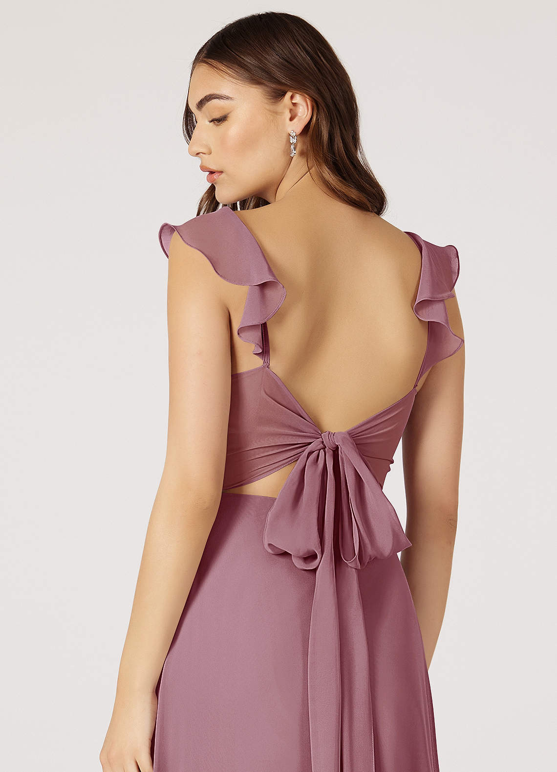 Azazie Everett Bridesmaid Dresses A-Line V-neck Ruched Chiffon Floor-Length Dress image1