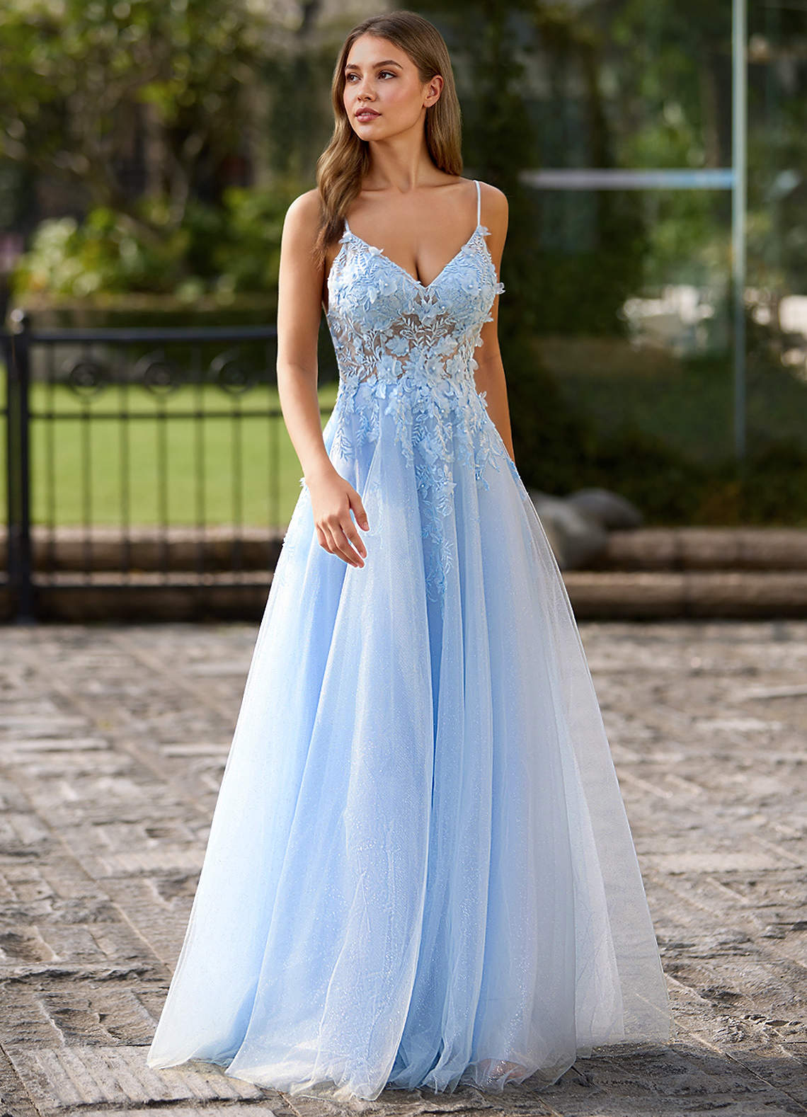Royal Lace Blue Rose Prom Dress Azazie 2026 Sexy Ruffles 3D Flowers A-Line Prom Dress Royal Lace Blue Rose Prom Dress Azazie 2026 Sexy Ruffles 3D Flowers A-Line Prom Dress