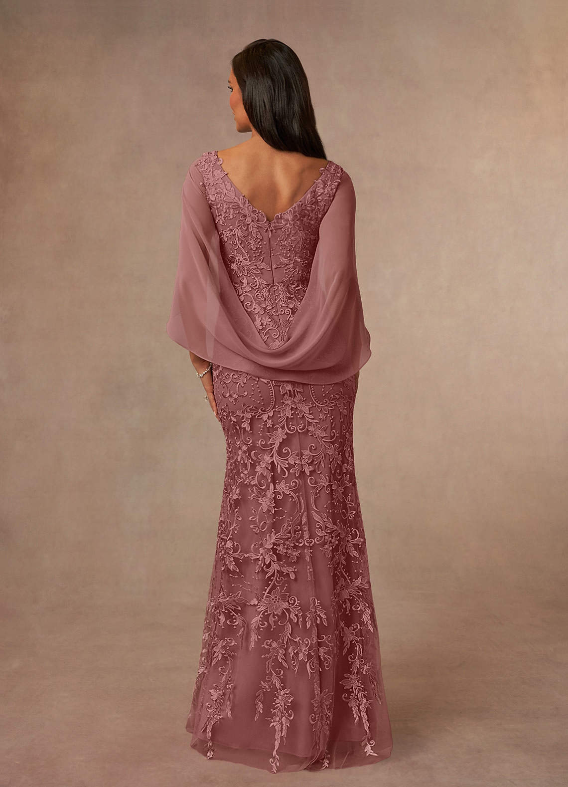 Azazie Ferris Mother of the Bride Dresses Desert Rose Sheath V-Neck Chiffon Dress image2