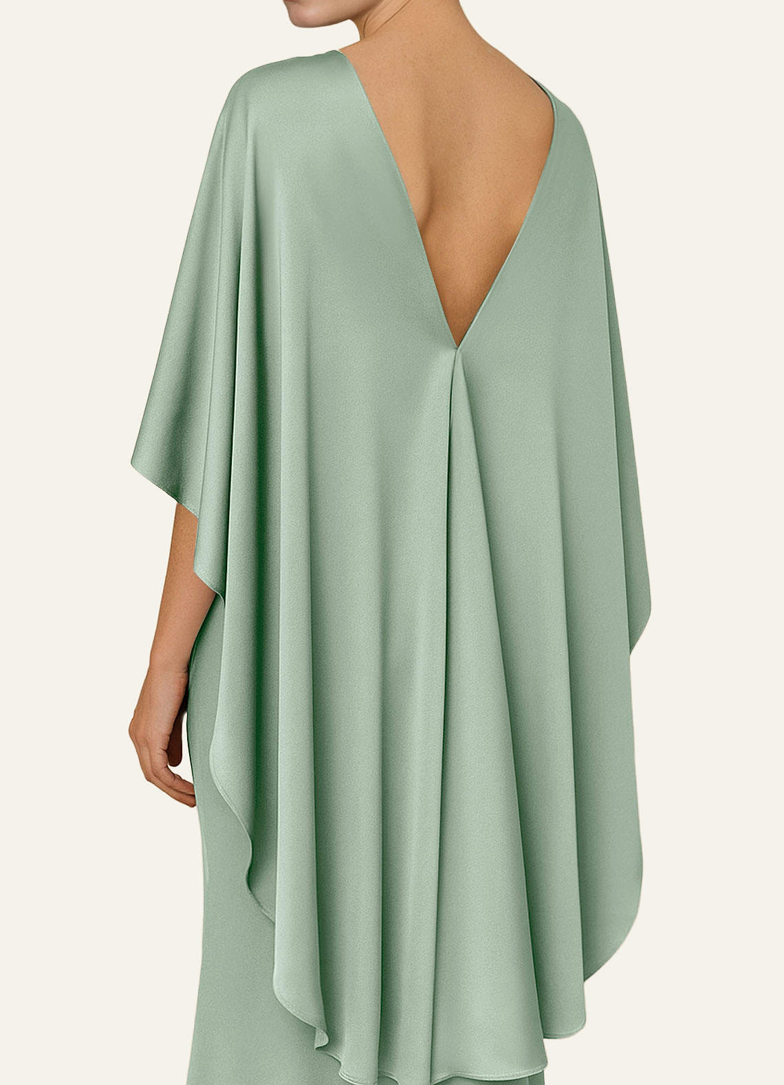 front Azazie Matchande färg stretchig satin flervägskappa