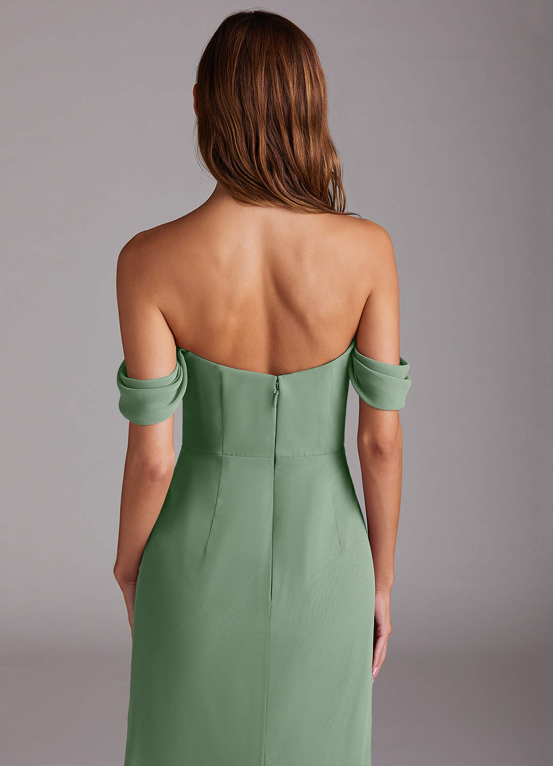 Azazie Saige Bridesmaid Dresses Matcha A-Line Off the Shoulder Chiffon Convertible Dress image5