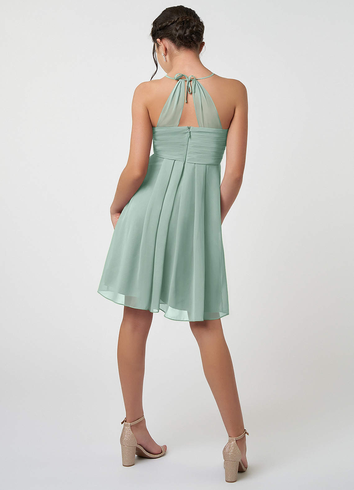 ginny bridesmaid dress Azazie Junior Light Blue Infinity Dress: Size:US5 DG-Email Short Sleeves