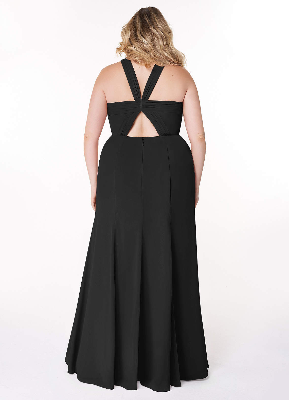 Azazie Rue Bridesmaid Dresses Black A-Line Halter Chiffon Dress image7
