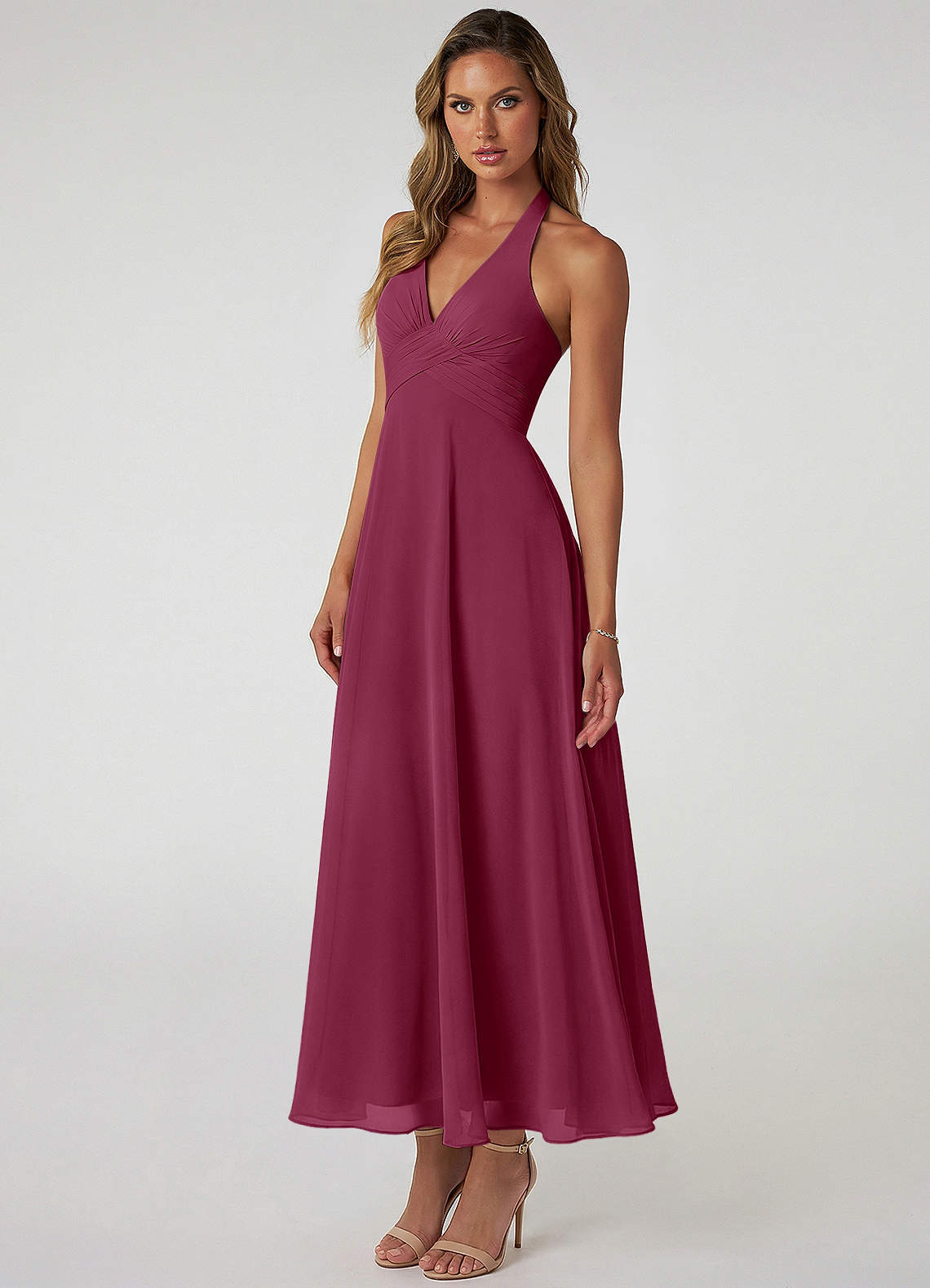 red tea length bridesmaid dresses Azazie Tessie Mulberry Chiffon Low FODMAP Blue Cheese print Satin any value S = Taille:44